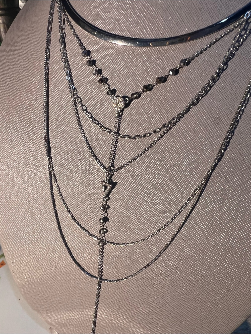 Layered Silver-Tone Multi-Chain Necklace NWoT